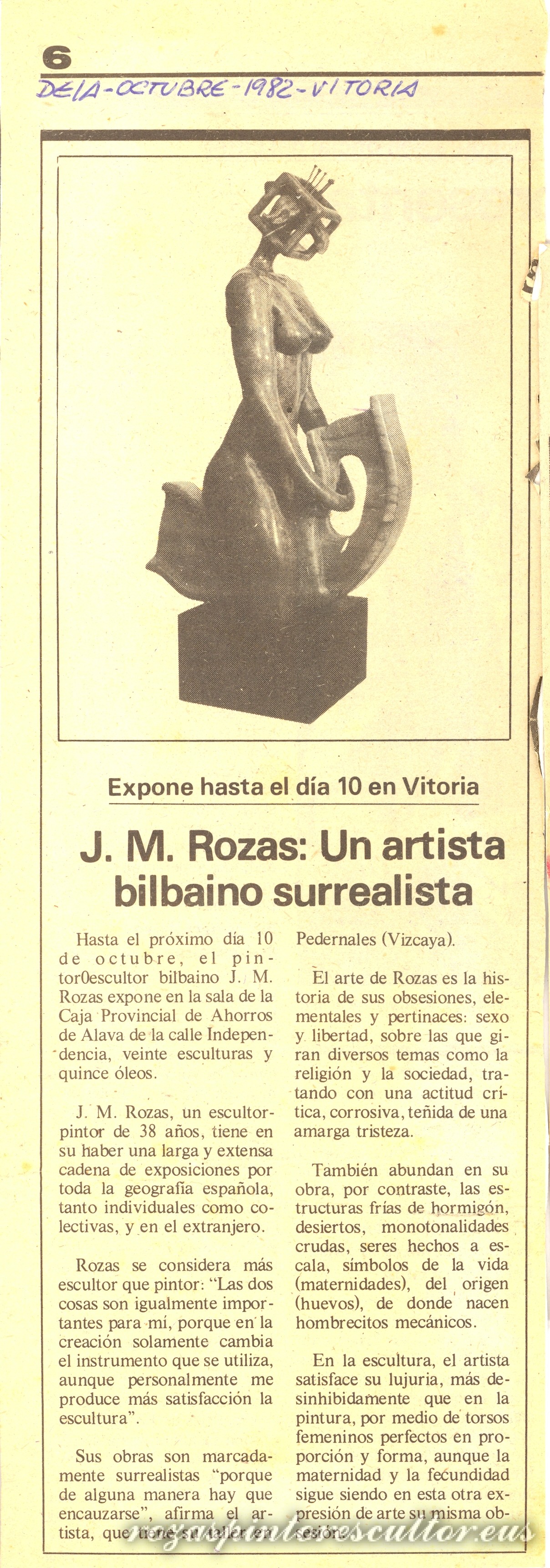1982 Deia – J.M. Rozas: Un artista bilbaino surrealista
