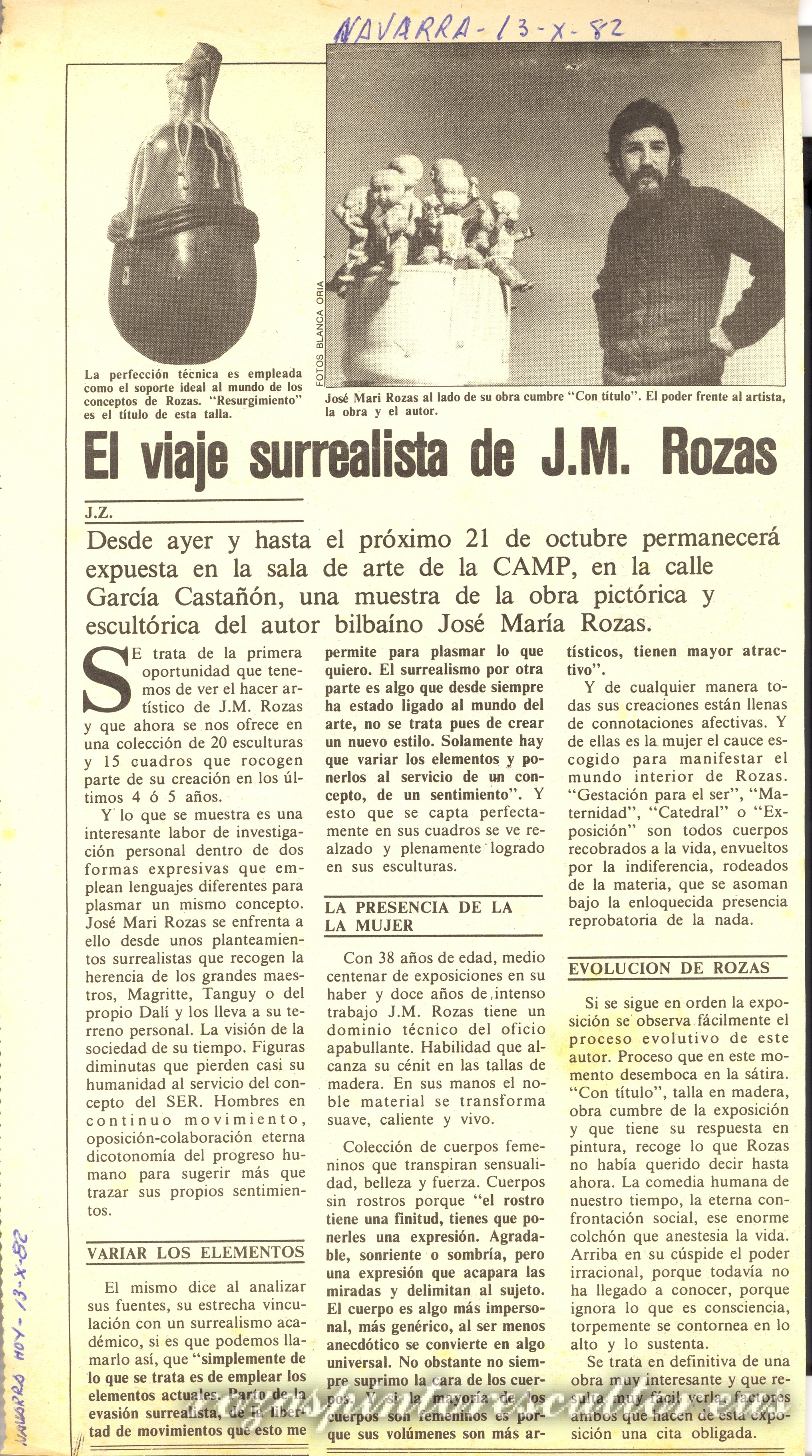 1982 Navarra Hoy – El viaje surrealista de J.M. Rozas