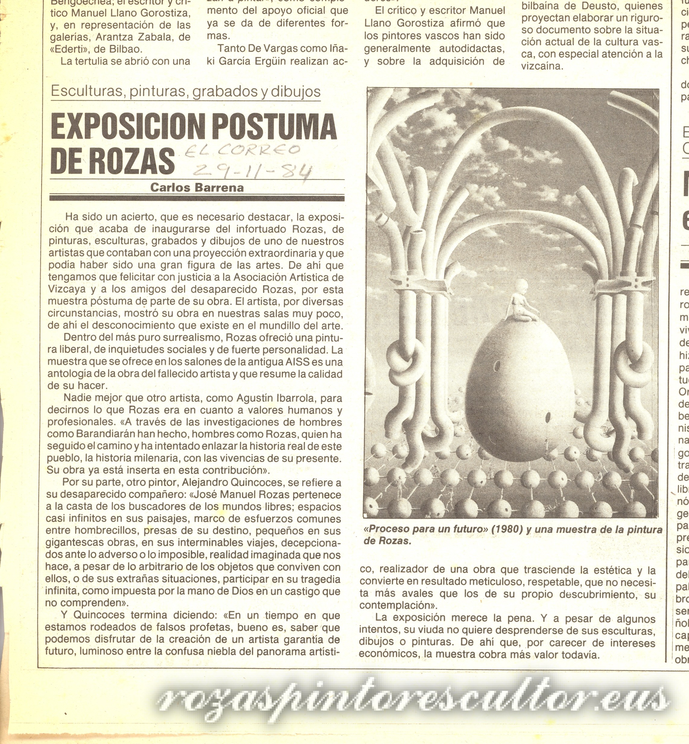 1984 El Correo, Deia, Egin y La Gaceta – Exposición póstuma