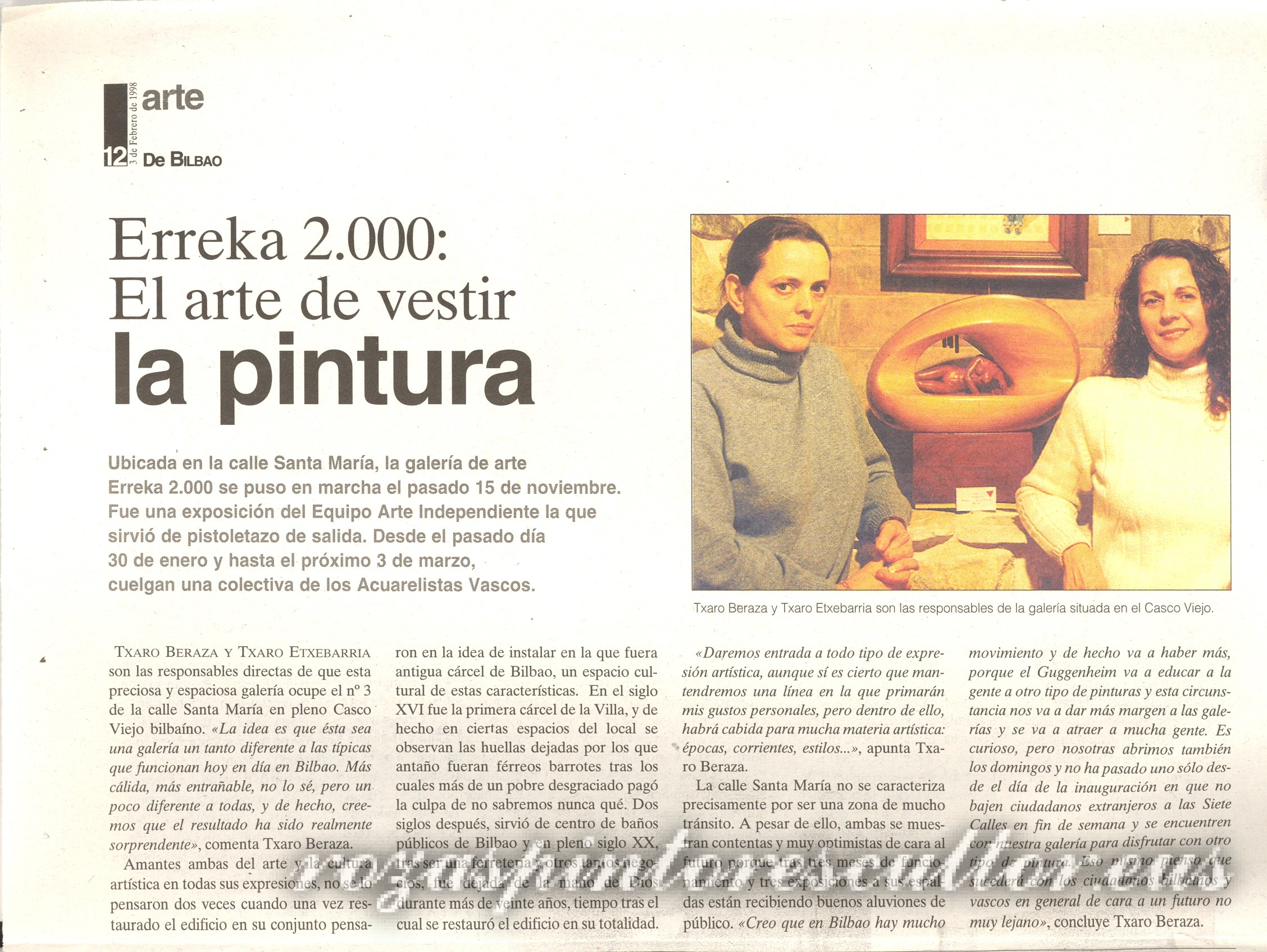 1998 Bilbao – Erreka 2000: El arte de vestir la pintura